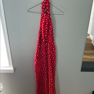 Chic Red Floral Halter Dress